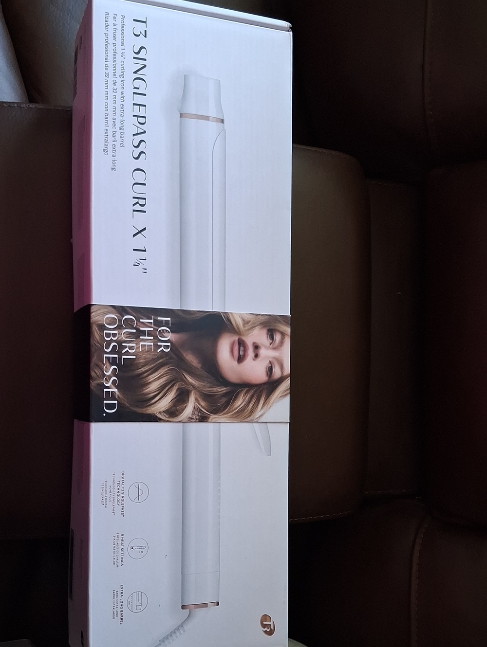 T3 White and Rose Gold SinglePass Curl X 1.25" Curling Wand